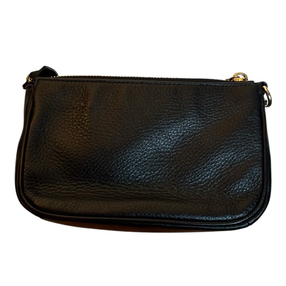 Coach Nolita 19 Black Pebbled Leather Gold Chain Shoulder Bag Crescent Purse - Picture 2 of 12